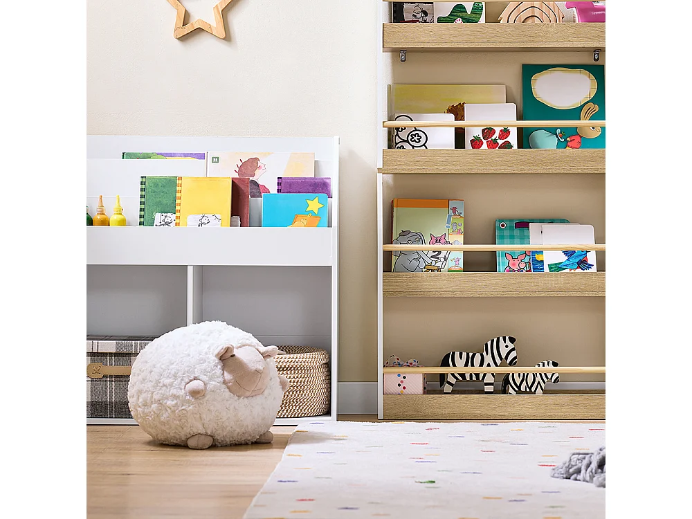 SoBuy Barnbibliotek 5 hyllor Vit 60x15x130.5cm Nordisk KMB121-NW