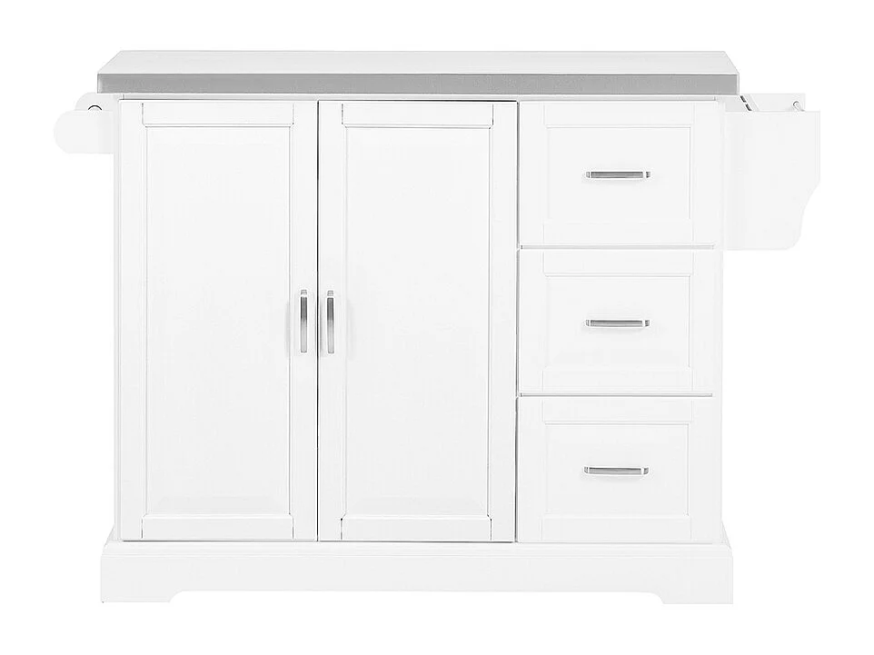 Foldable Kitchen Island - Stainless Steel Top - Modern Farmhouse