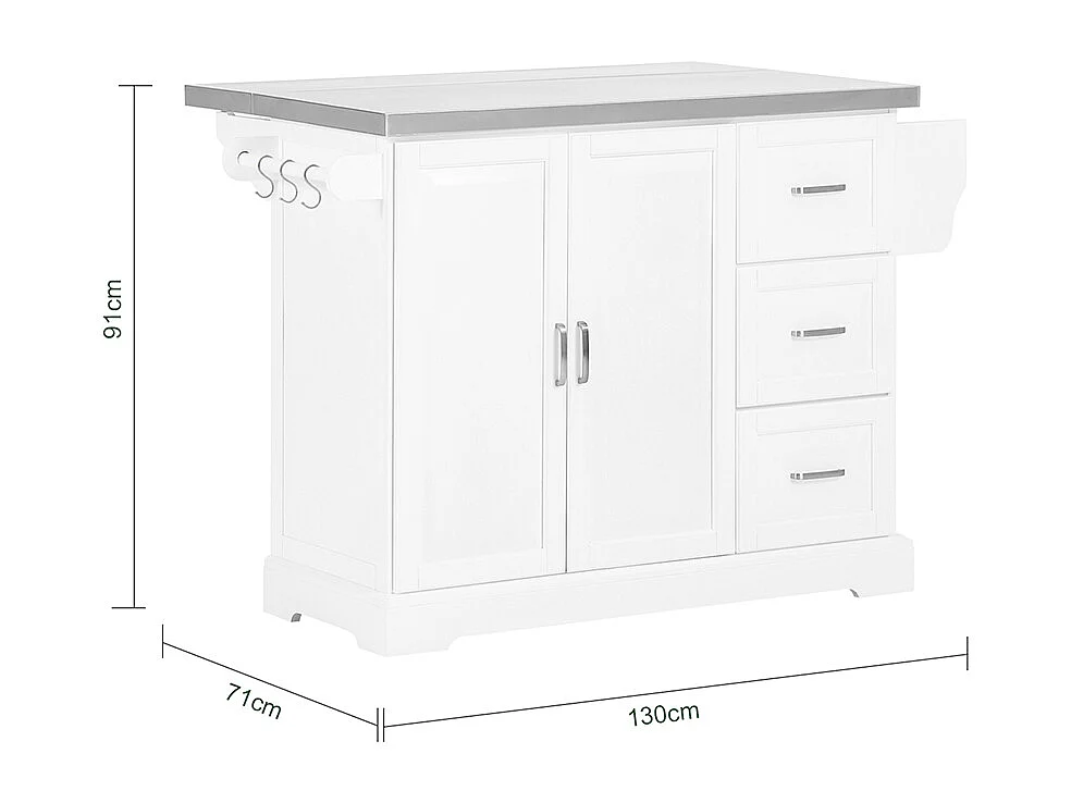 Foldable Kitchen Island - Stainless Steel Top - Modern Farmhouse