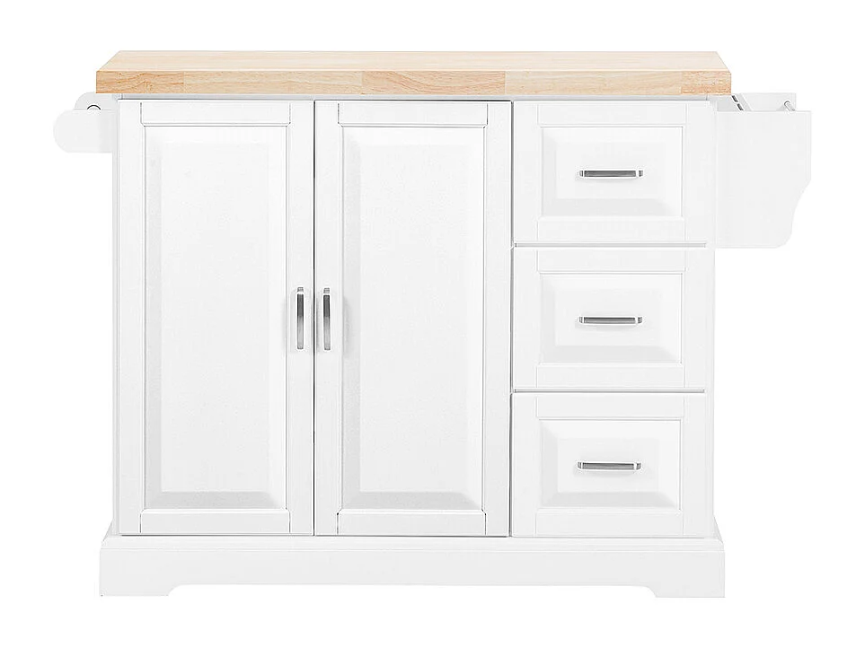 SoBuy Köksö med 3 lådor Vit 130x71x91cm Klassisk FKW41-II-NW