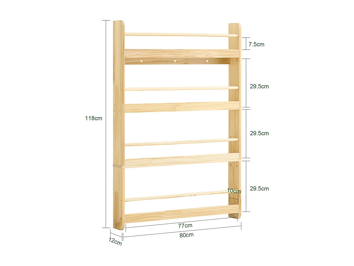 SoBuy Barnbibliotek 5 hyllor Naturlig 80x12x118cm Nordisk KMB08-N