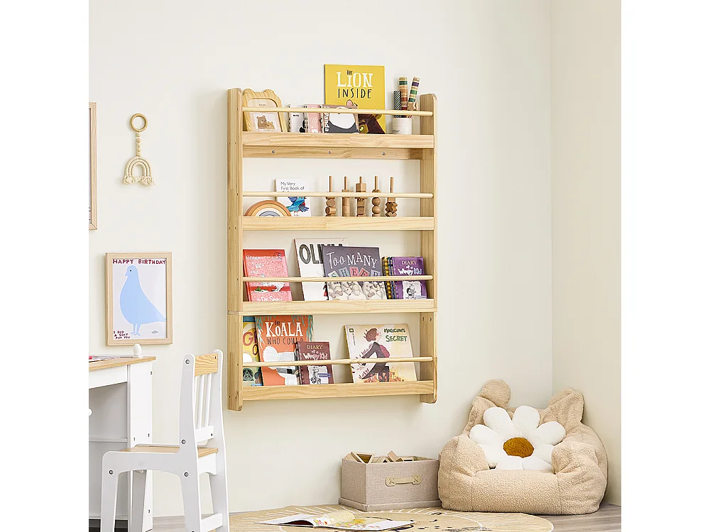 SoBuy Barnbibliotek 5 hyllor Naturlig 80x12x118cm Nordisk KMB08-N