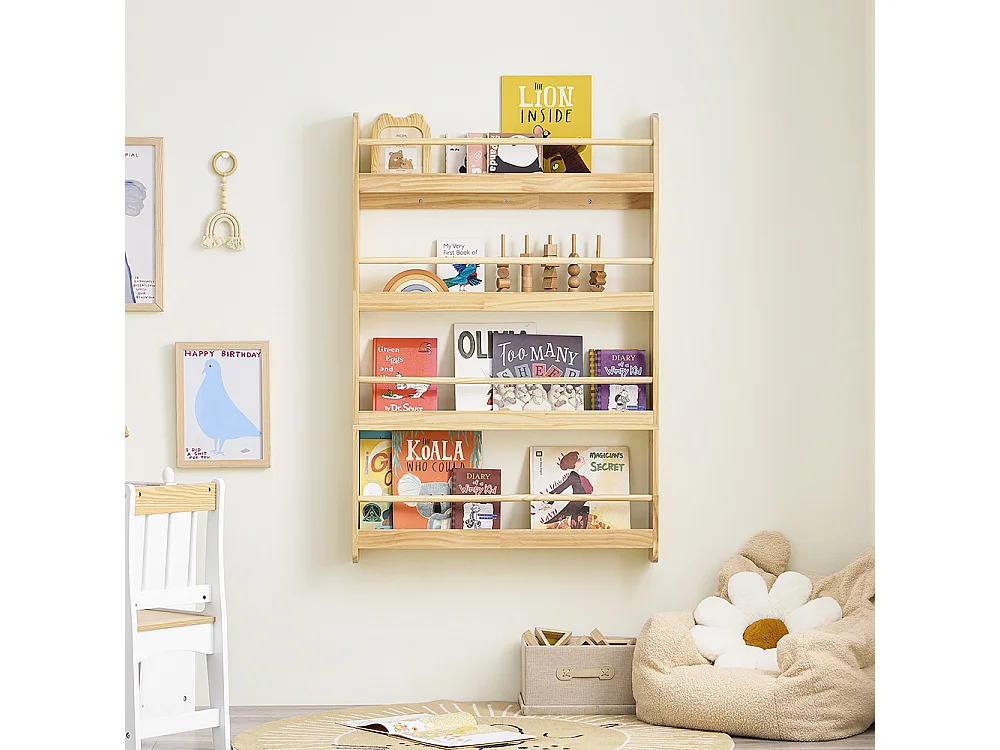SoBuy Barnbibliotek 5 hyllor Naturlig 80x12x118cm Nordisk KMB08-N
