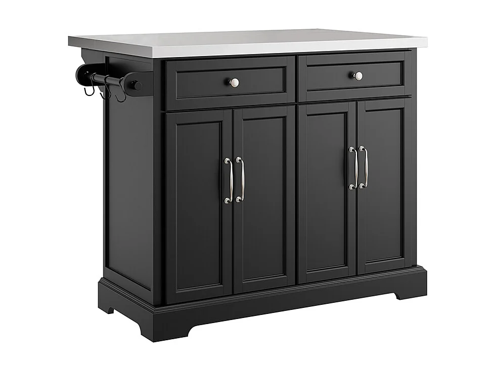 SoBuy Köksö med 2 lådor Svart 107x71x92cm Klassisk FKW71-II-SCH