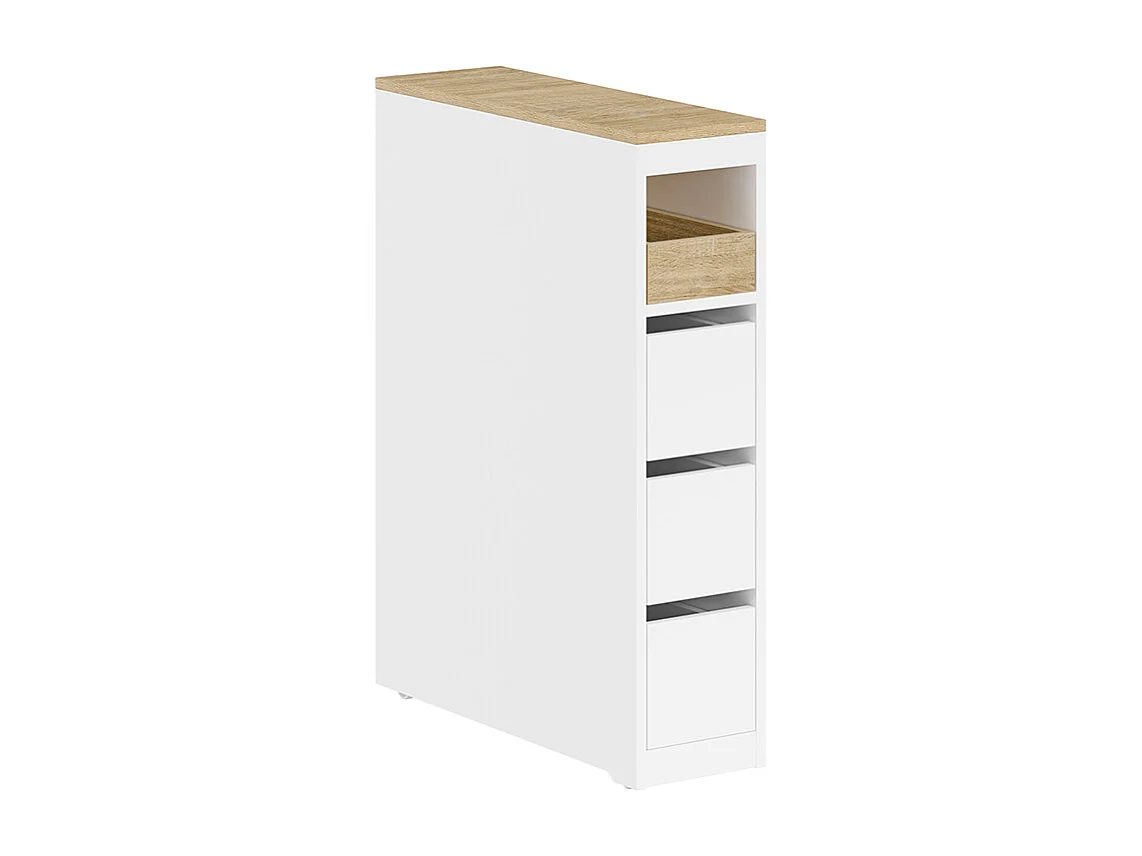 SoBuy Mueble de baño bajo con 4 cajones Blanco 60x20x82cm Nórdico BZR54-K-W
