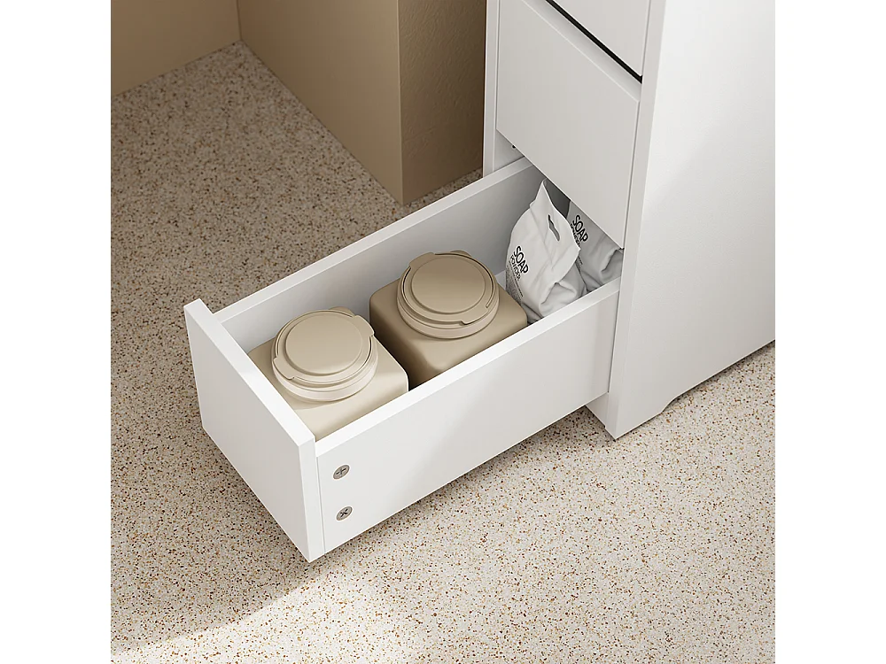 SoBuy Mueble de baño bajo con 4 cajones Blanco 60x20x82cm Nórdico BZR54-K-W