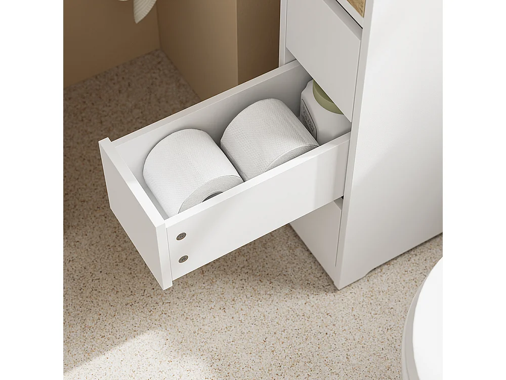 SoBuy Mueble de baño bajo con 4 cajones Blanco 60x20x82cm Nórdico BZR54-K-W
