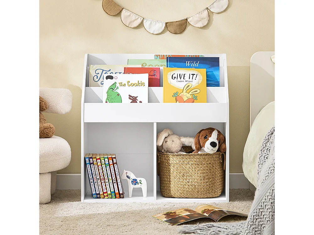 SoBuy Barnbibliotek 1 hylla Vit 68x30x68cm Minimalistisk KMB01-II-W