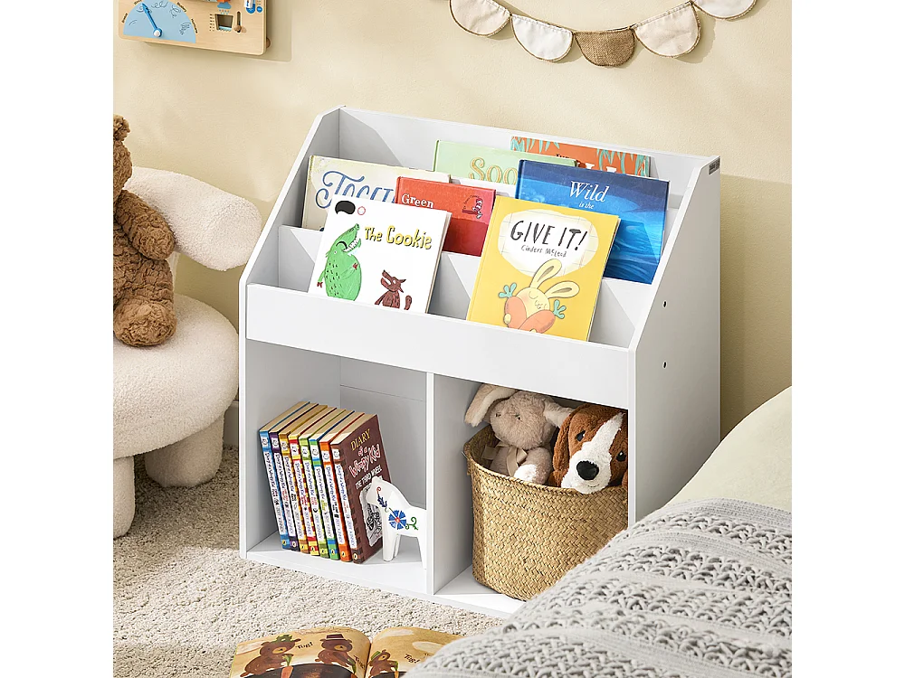 SoBuy Barnbibliotek 1 hylla Vit 68x30x68cm Minimalistisk KMB01-II-W