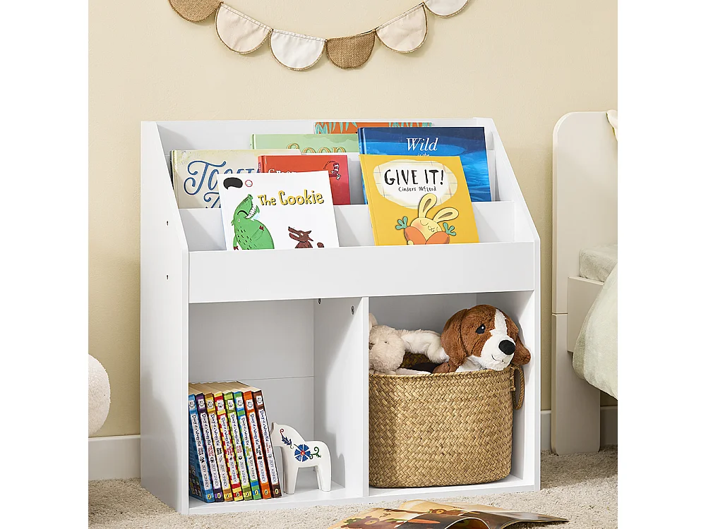 SoBuy Barnbibliotek 1 hylla Vit 68x30x68cm Minimalistisk KMB01-II-W