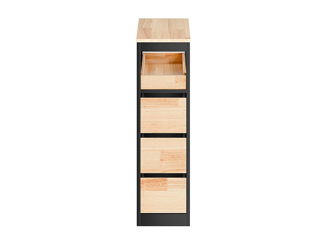 Slim Bathroom Side Cabinet - 3 Drawers & Open Shelf - Modern