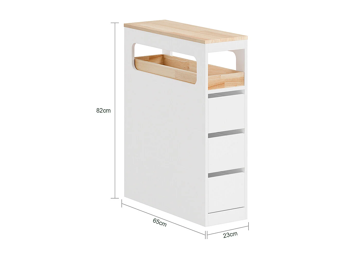 SoBuy Lågt badrumsskåp med 3 lådor Vit 65x23x82cm Nordisk BZR54-II-W