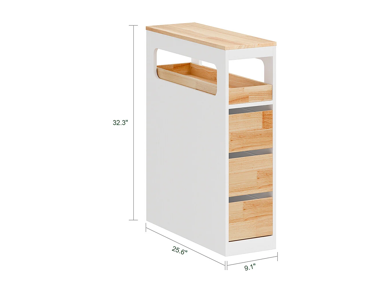 SoBuy Lågt badrumsskåp med 3 lådor Vit 65x23x82cm Minimalistisk BZR54-IV-NW