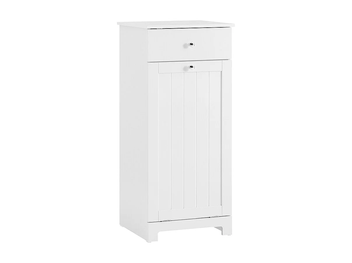 SoBuy Lågt badrumsskåp med en låda Vit 40x38x90cm Funktionell BZR21-II-W