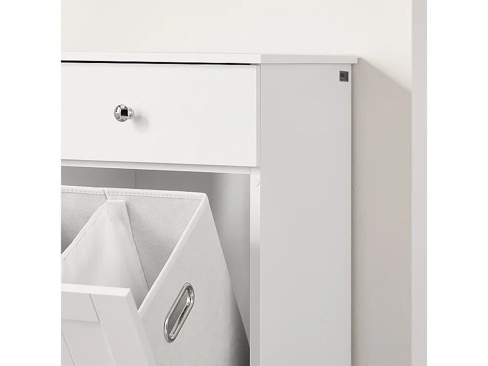 SoBuy Lågt badrumsskåp med en låda Vit 40x38x90cm Funktionell BZR21-II-W