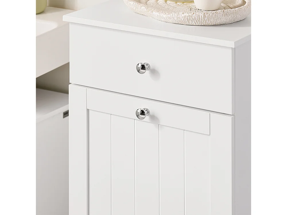 SoBuy Lågt badrumsskåp med en låda Vit 40x38x90cm Funktionell BZR21-II-W