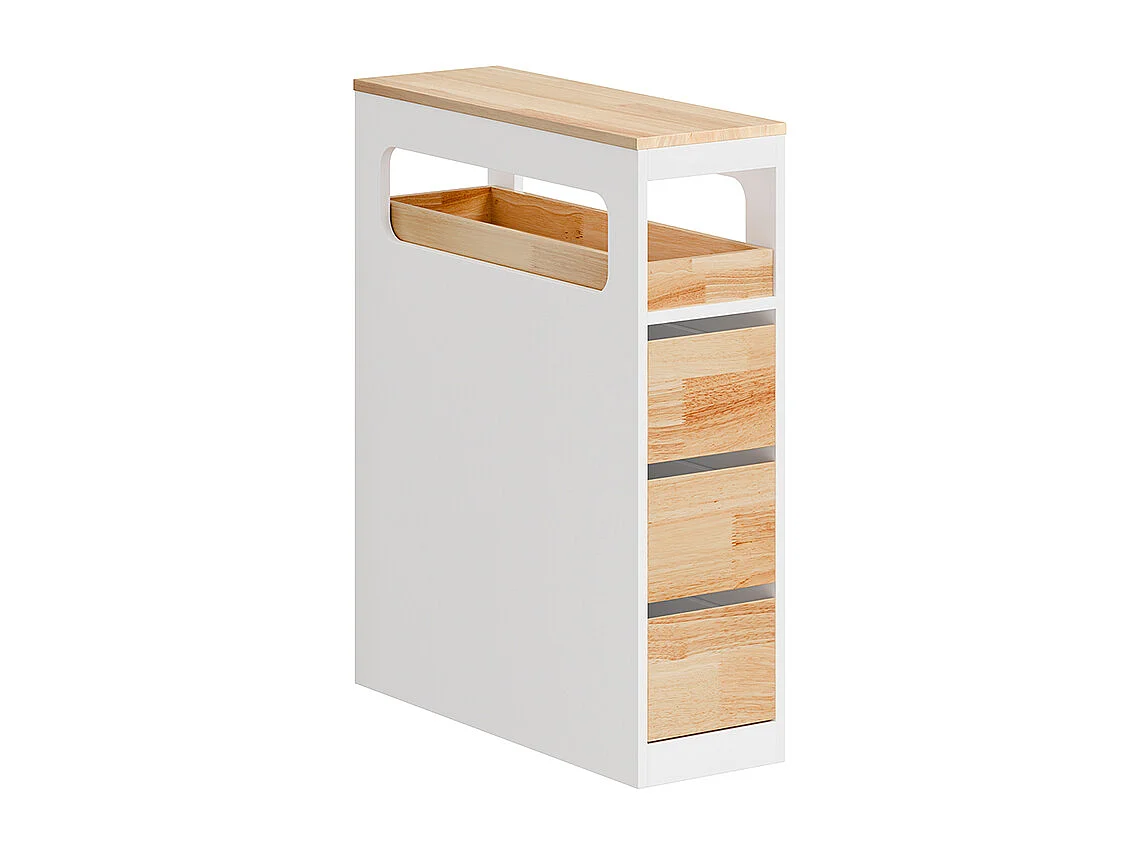 SoBuy Lågt badrumsskåp med 4 lådor Vit 65x23x82cm Modern BZR54-III-NW