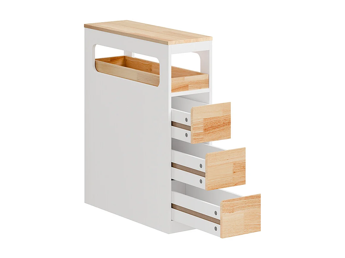 SoBuy Lågt badrumsskåp med 4 lådor Vit 65x23x82cm Modern BZR54-III-NW