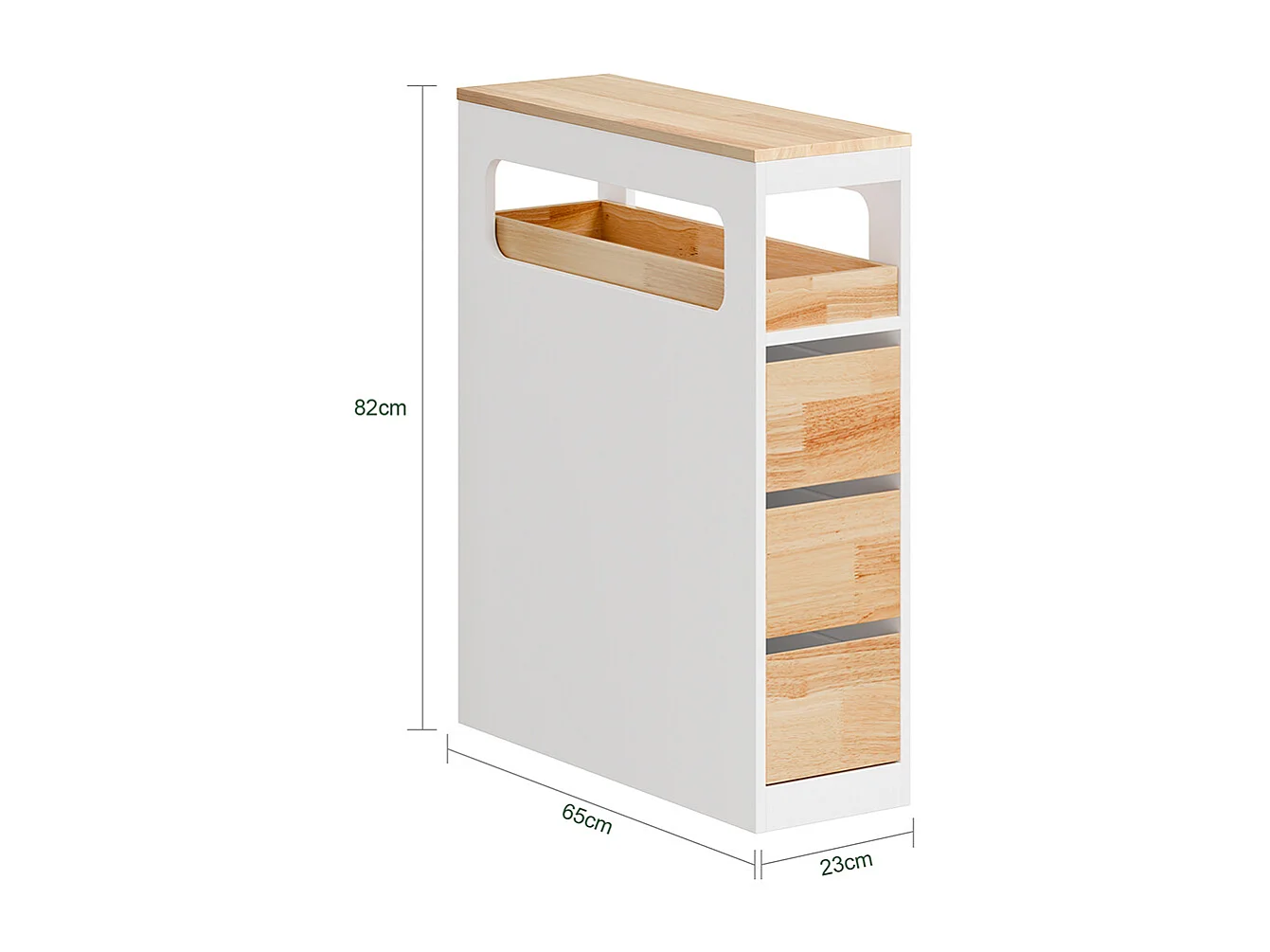 SoBuy Lågt badrumsskåp med 4 lådor Vit 65x23x82cm Modern BZR54-III-NW