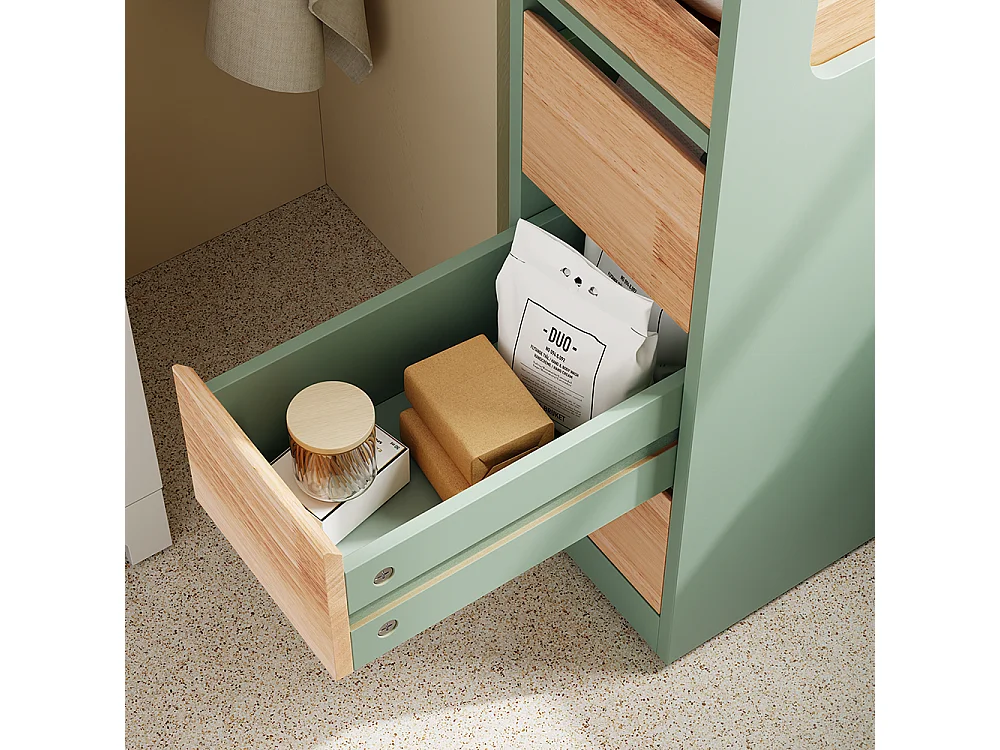 SoBuy Meuble de salle de bain bas à 4 tiroirs Vert 65x23x82cm Nordique BZR54-II-GR