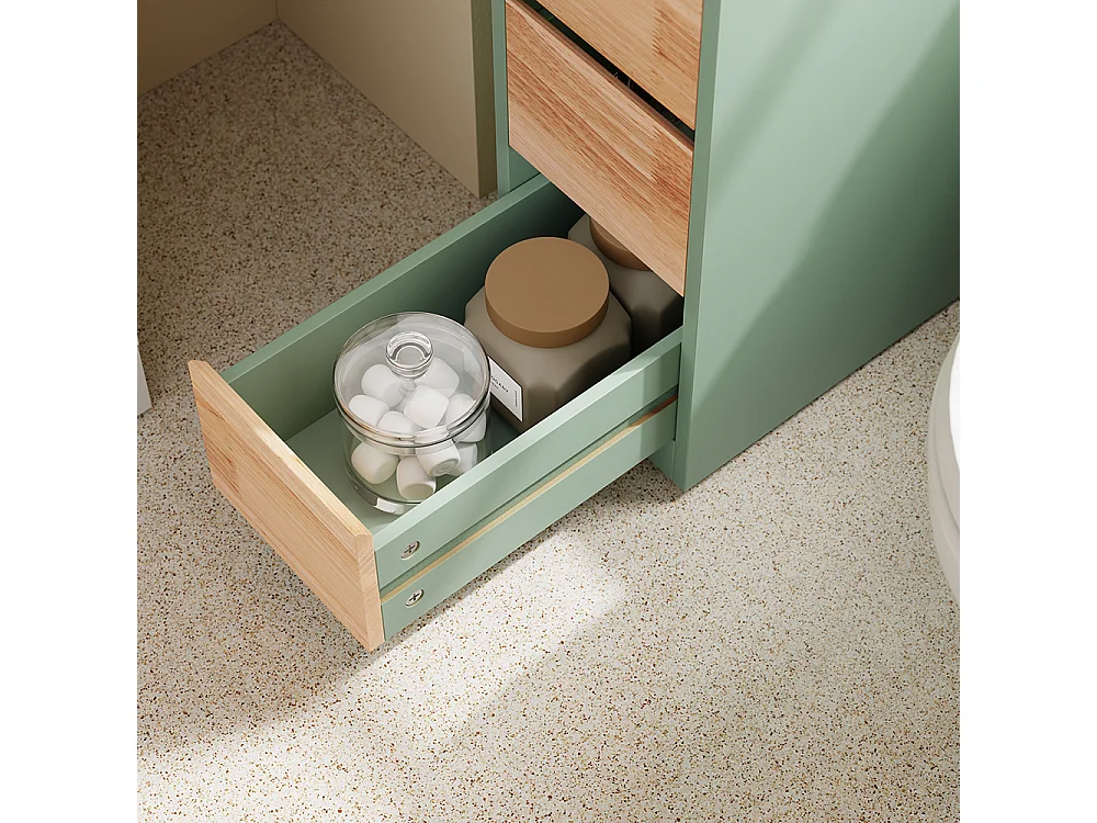 SoBuy Meuble de salle de bain bas à 4 tiroirs Vert 65x23x82cm Nordique BZR54-II-GR