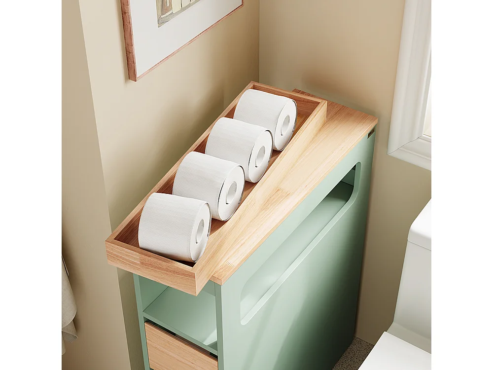 SoBuy Meuble de salle de bain bas à 4 tiroirs Vert 65x23x82cm Nordique BZR54-II-GR