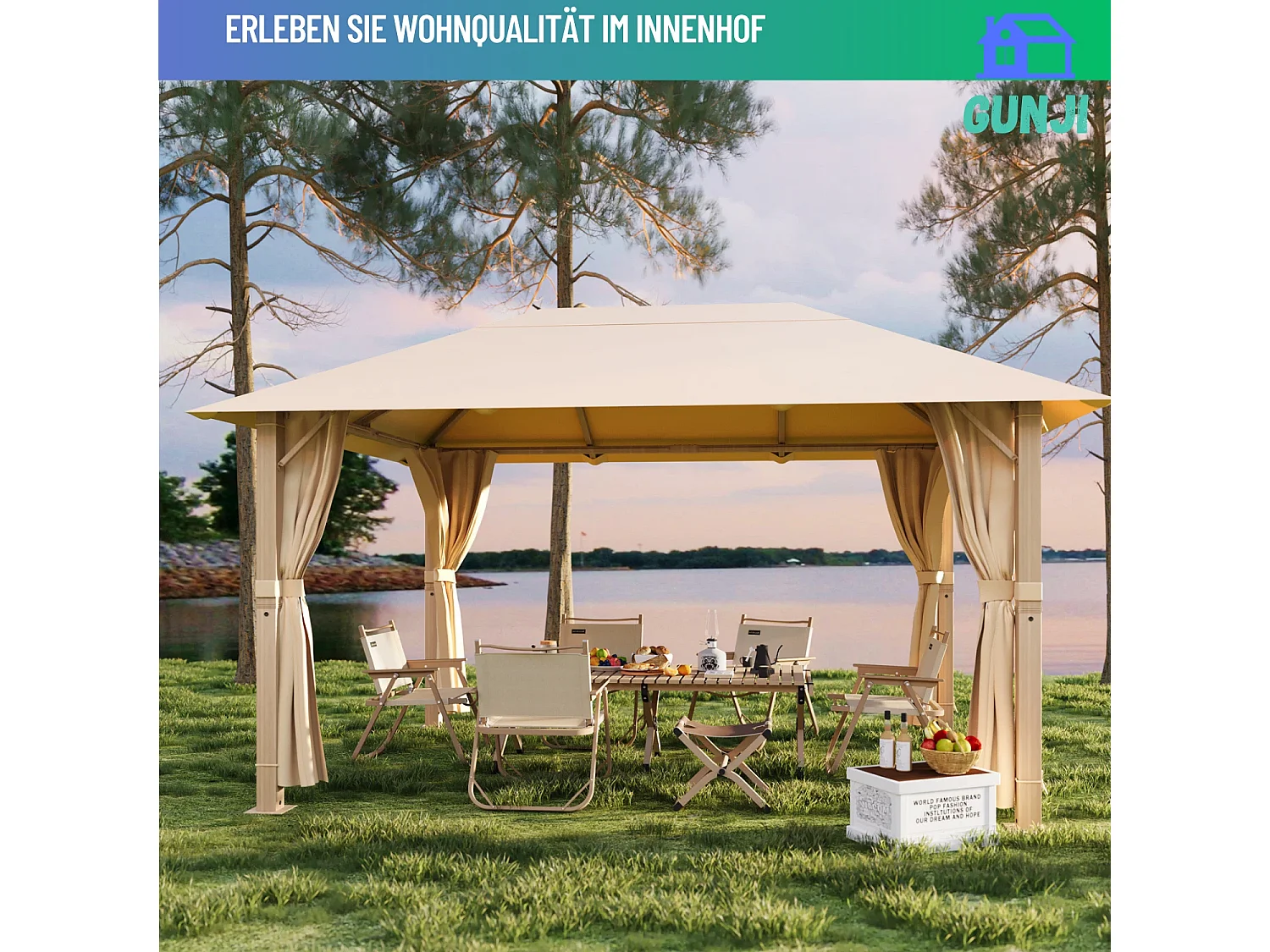 GUNJI 3×4M Gartenzelt Pavillon, Aluminium Wetterfest