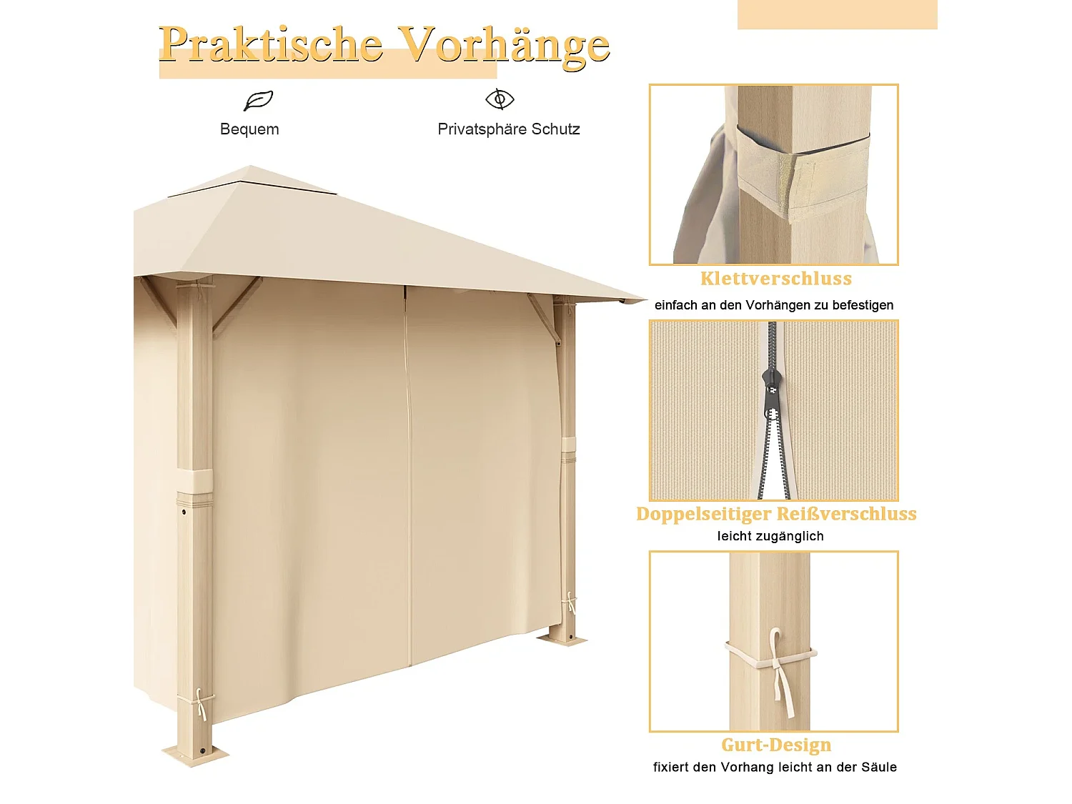 GUNJI 3×4M Gartenzelt Pavillon, Aluminium Wetterfest