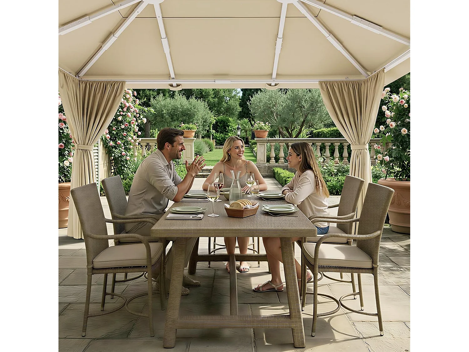 GUNJI 3×4M Gartenzelt Pavillon, Aluminium Wetterfest