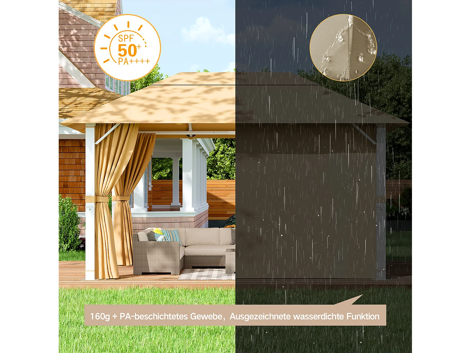 GUNJI 3×4M Gartenzelt Pavillon, Aluminium Wetterfest
