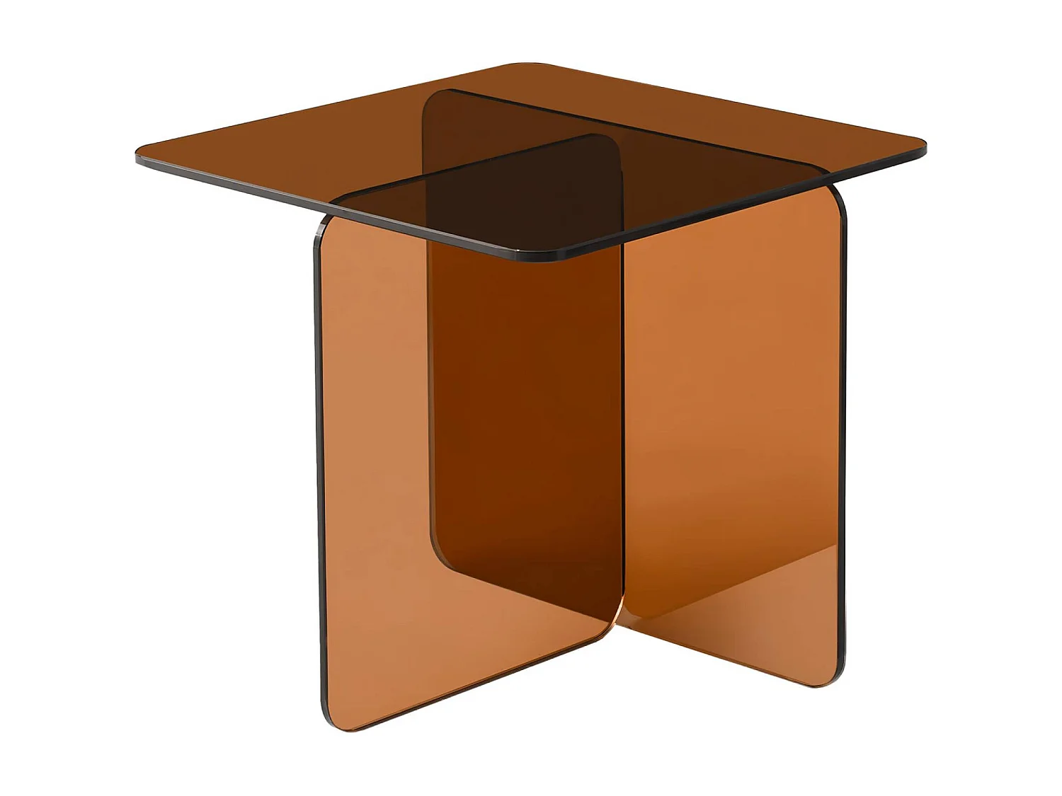 Mesita cuadrada de cristal templado ambar