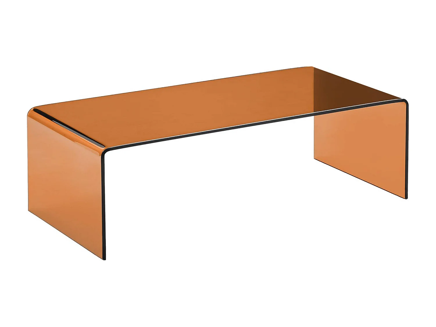 Mesa de centro rectangular de cristal templado ambar