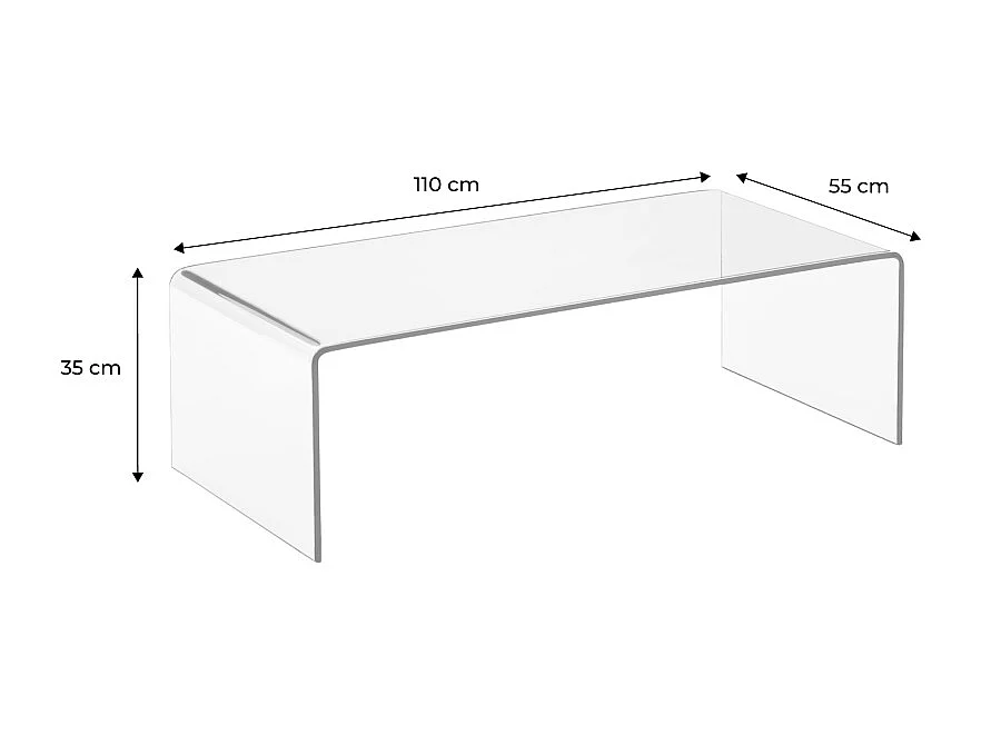 Mesa de centro rectangular de cristal templado ambar