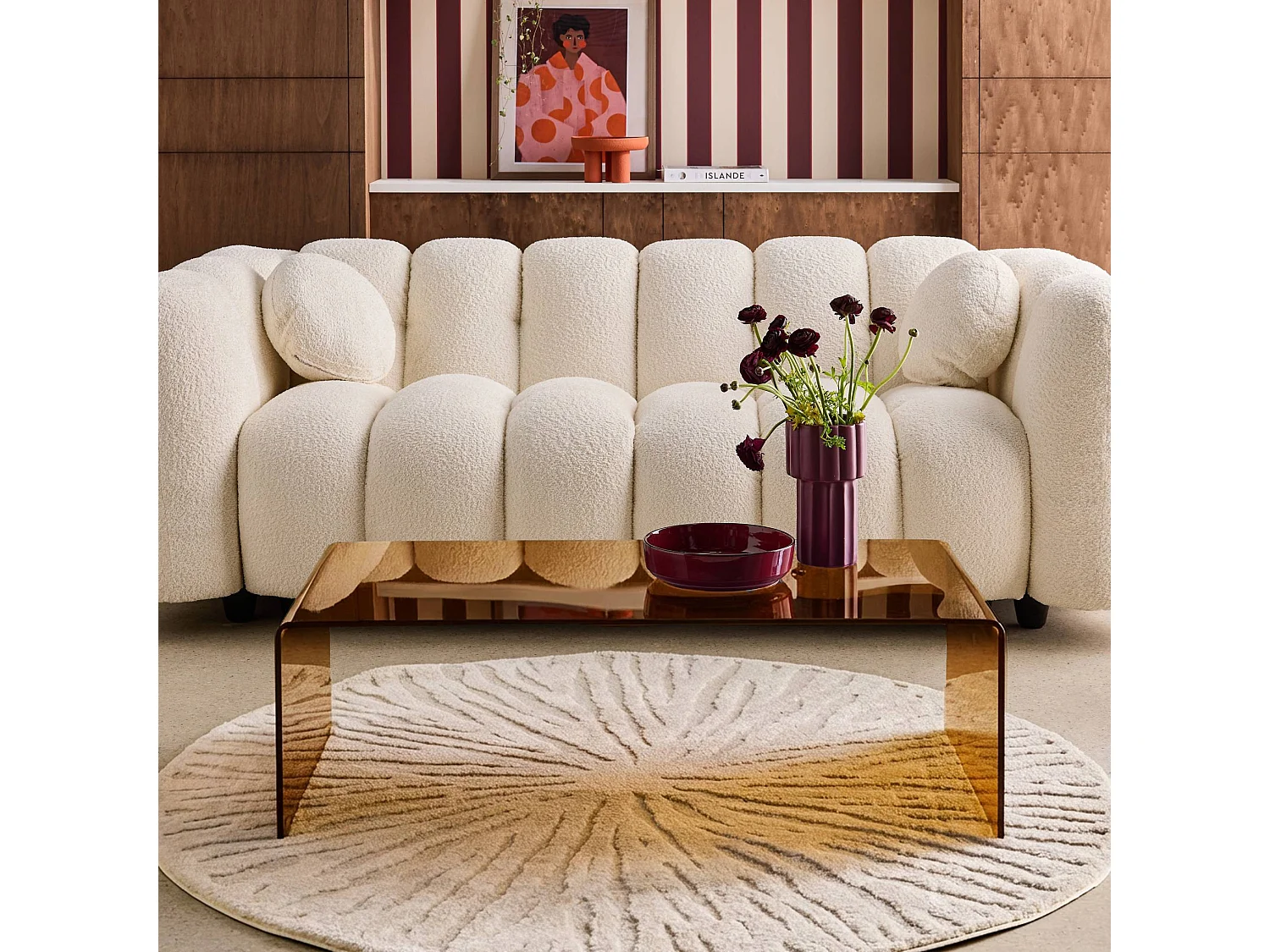Mesa de centro rectangular de cristal templado ambar