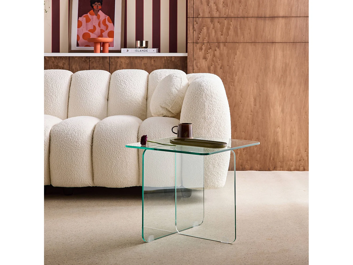 Table basse carrée en verre trempé 50cm transparent - Glintz