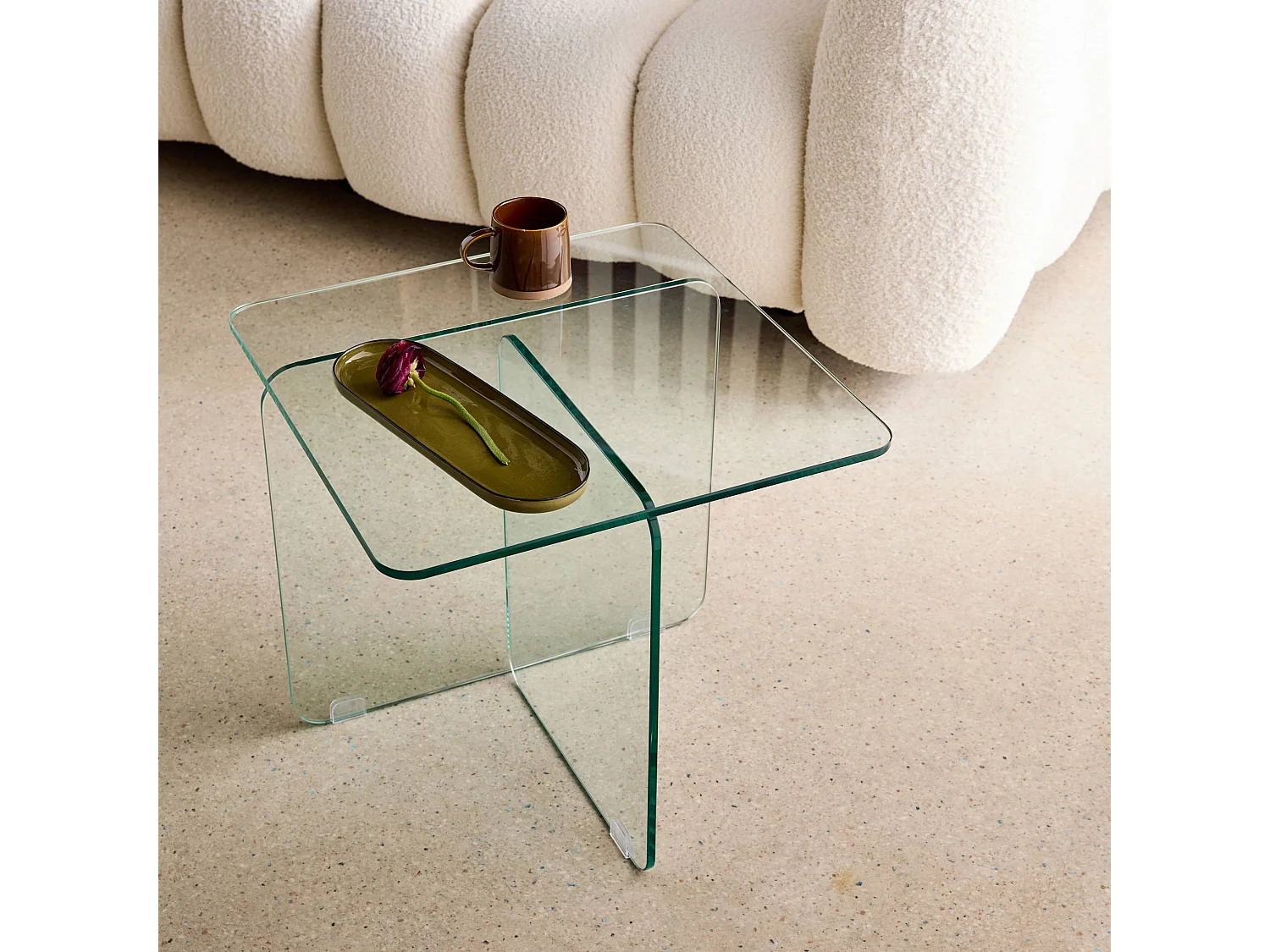 Table basse carrée en verre trempé 50cm transparent - Glintz