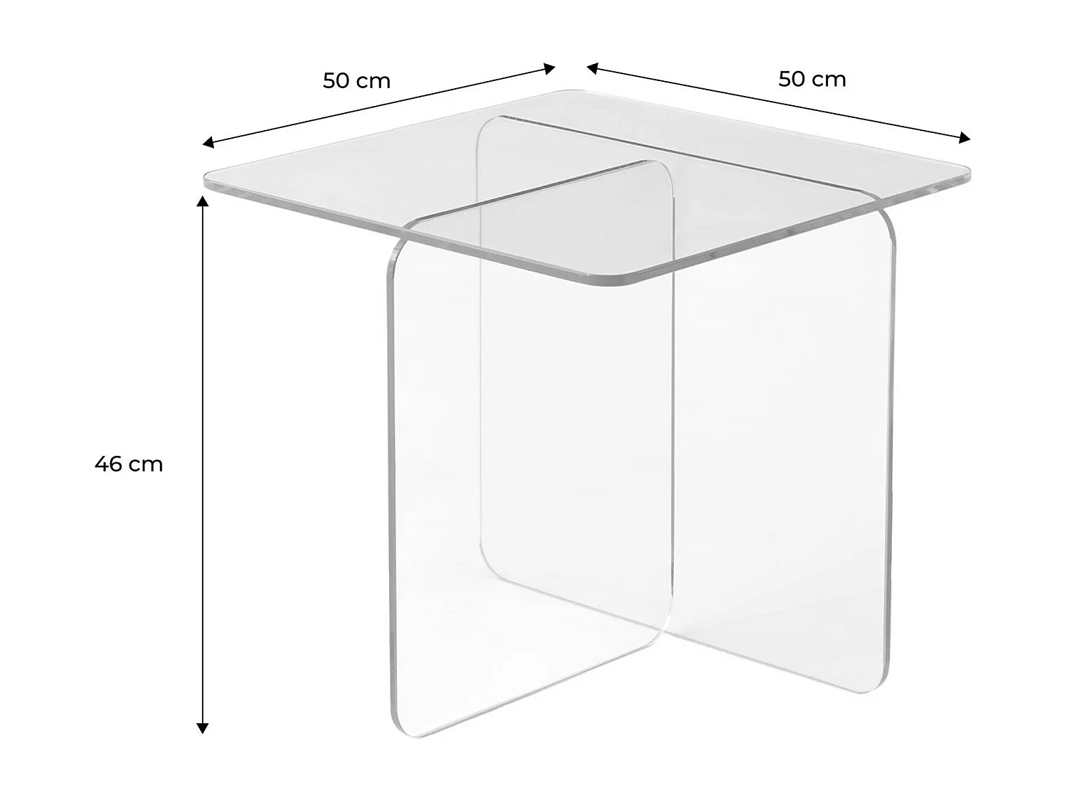 Table basse carrée en verre trempé 50cm transparent - Glintz