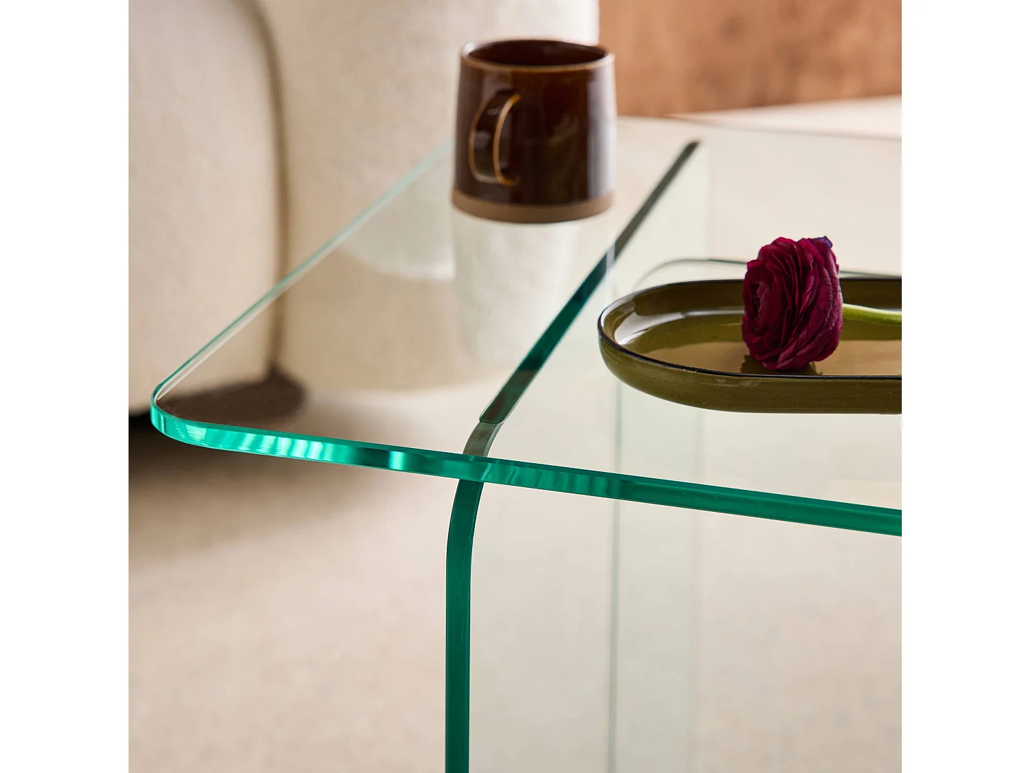 Table basse carrée en verre trempé 50cm transparent - Glintz