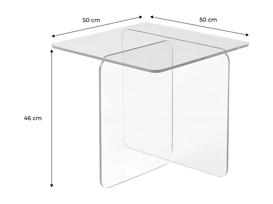 Table basse carrée en verre trempé 50cm transparent - Glintz