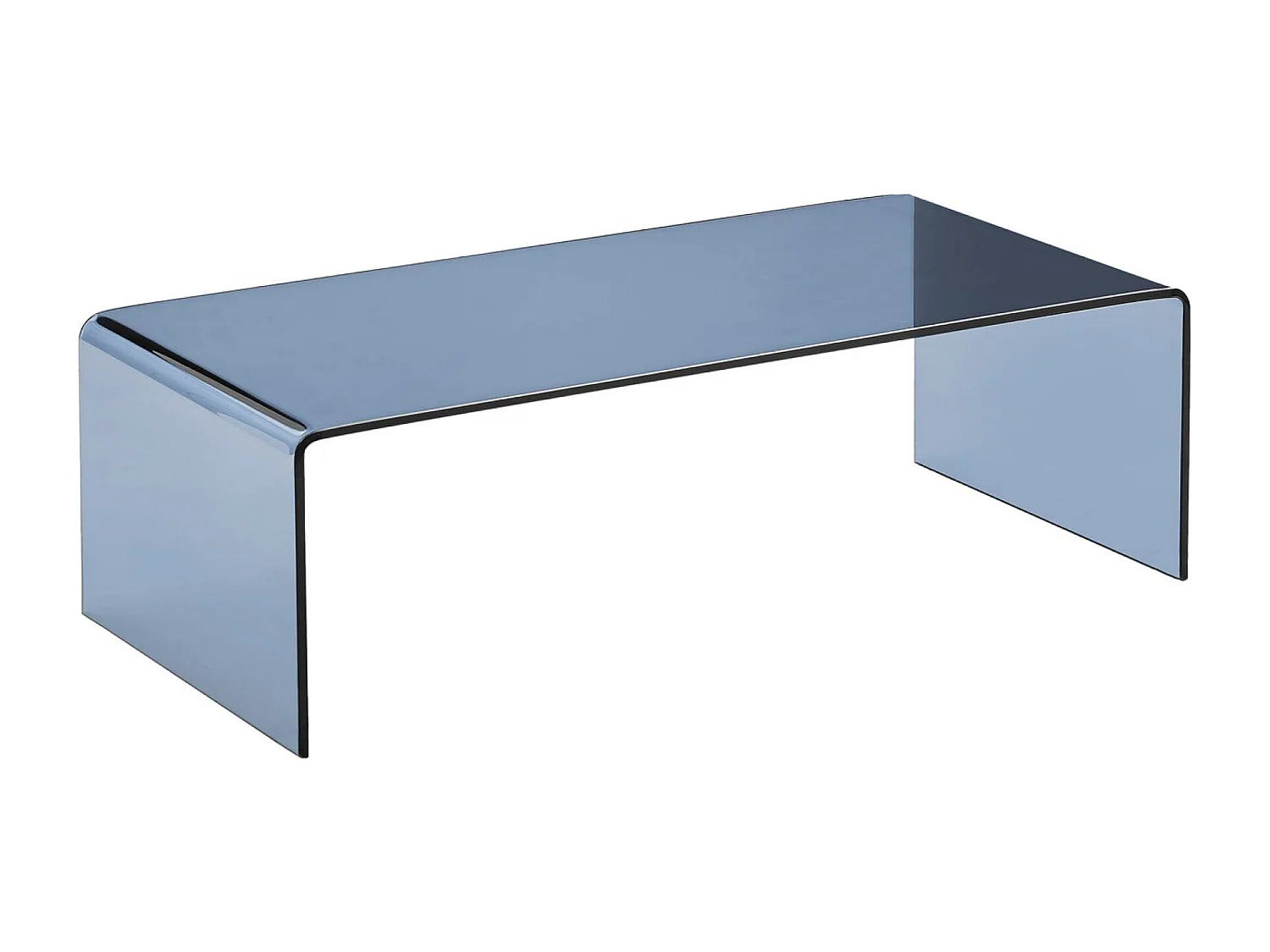 Mesa de centro rectangular de cristal templado azul gris