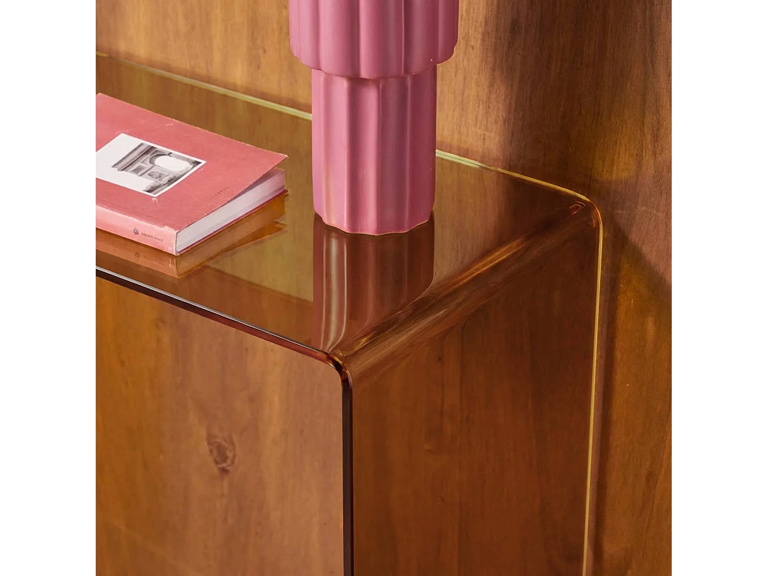 Console rectangulaire en verre trempé 110cm ambre - Glintz