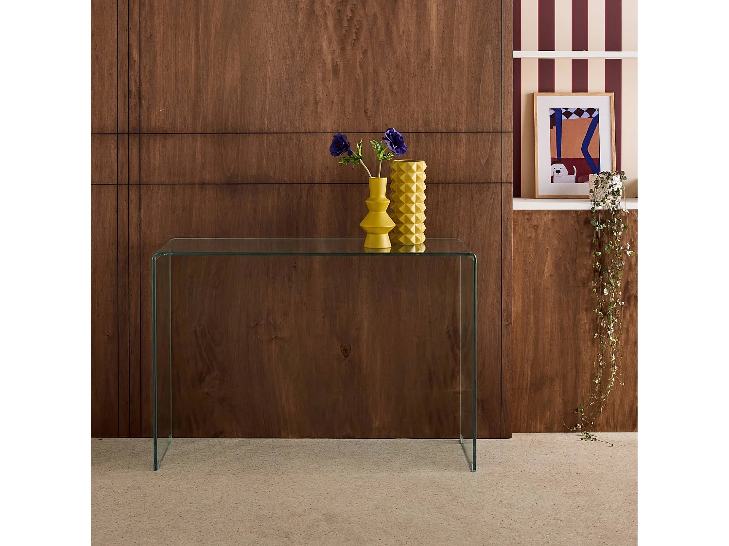 Console rectangulaire en verre trempé 110cm transparent - Glintz