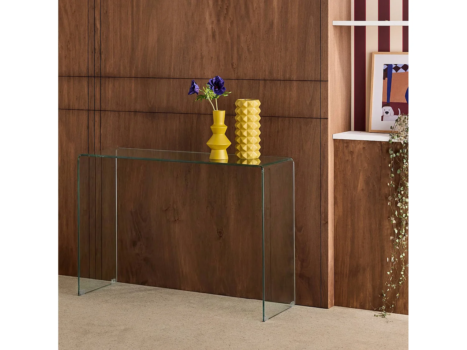 Console rectangulaire en verre trempé 110cm transparent - Glintz