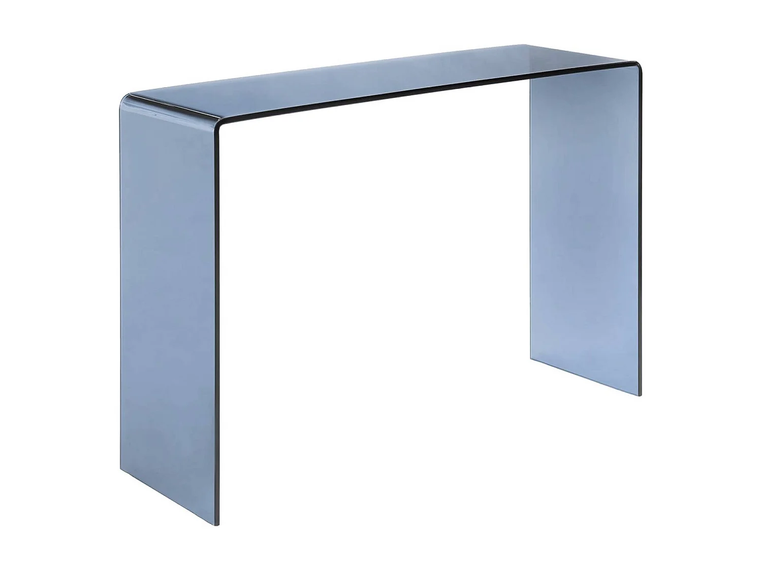 Console rettangolare in cristallo temperato, 110cm, blu grigio