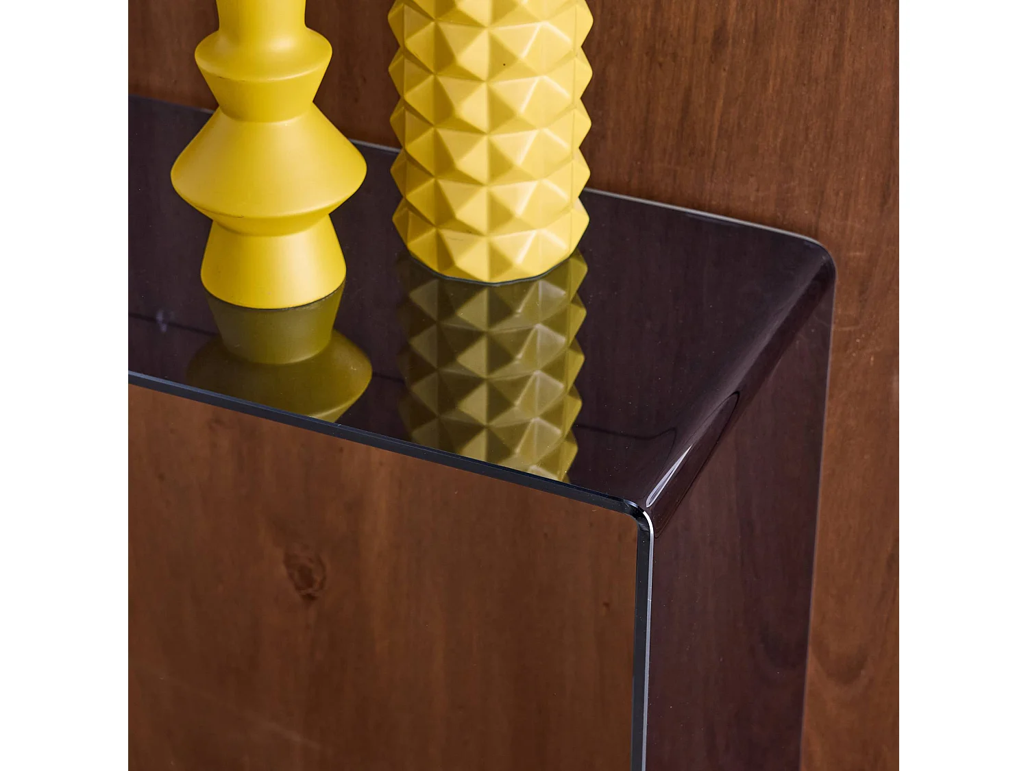 Console rettangolare in cristallo temperato, 110cm, blu grigio