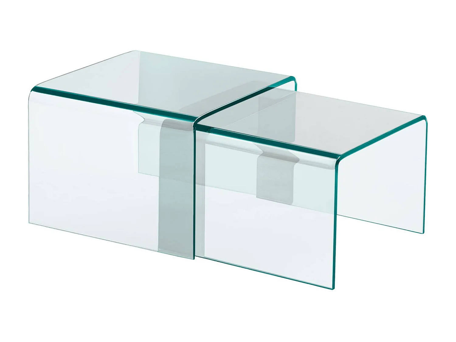 Mesas nido rectangulares y cuadradas de cristal templado transparent