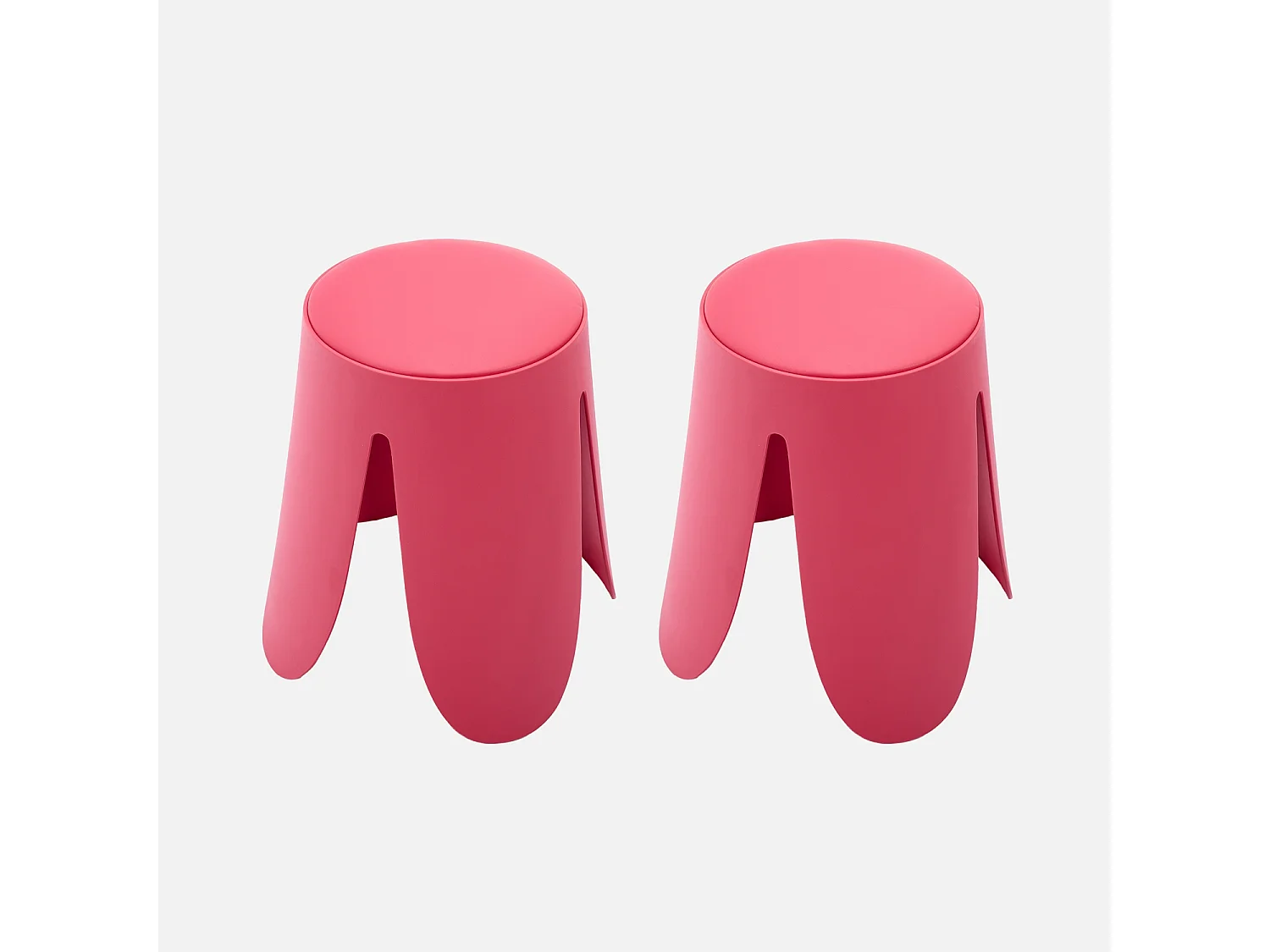 Set de 2 tabourets empilables. simili cuir rose. NIKI. Ø30 / 44 x H46cm