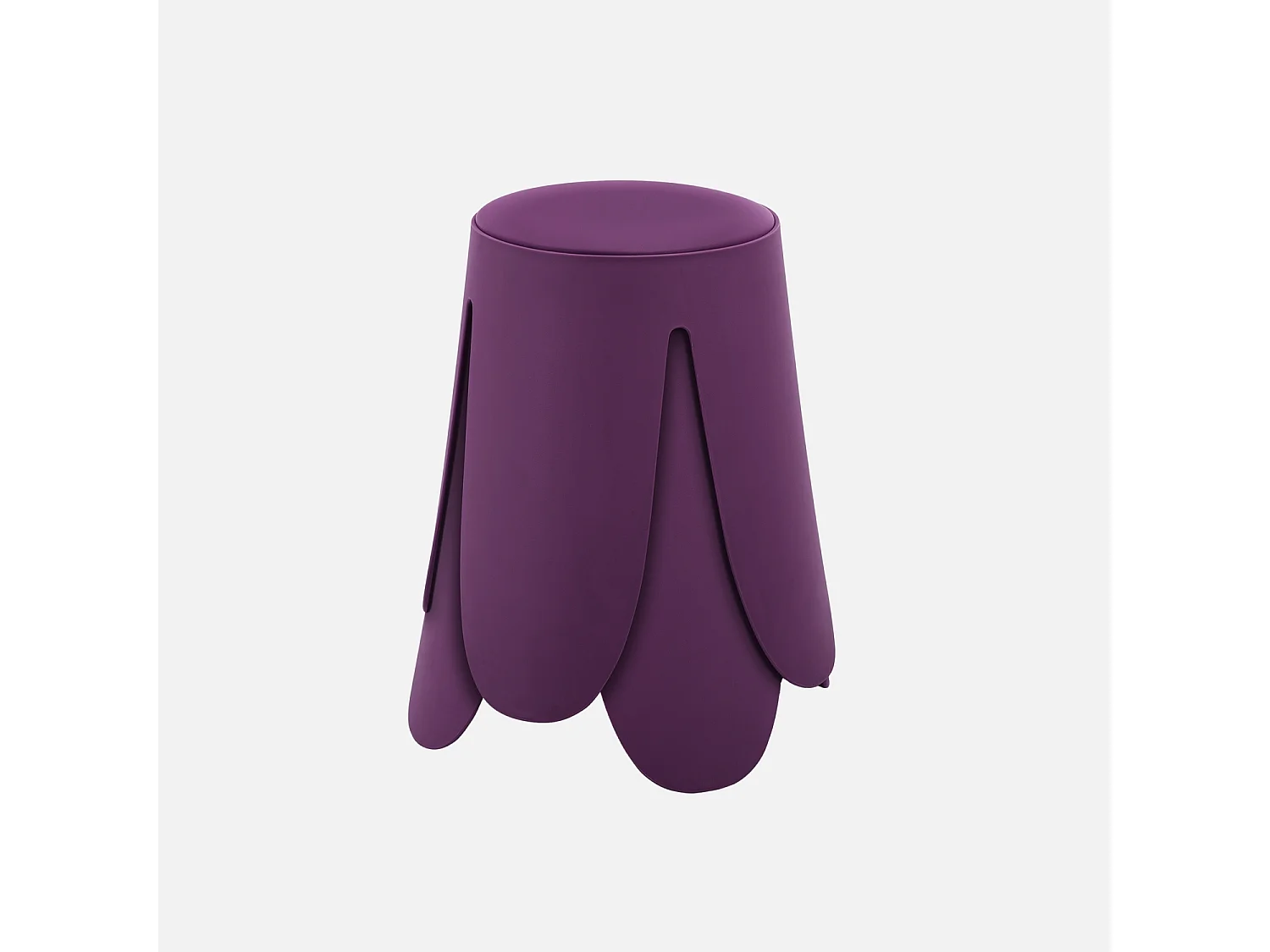 Set de 2 tabourets empilables. simili cuir violet. NIKI. Ø30 / 44 x H46cm