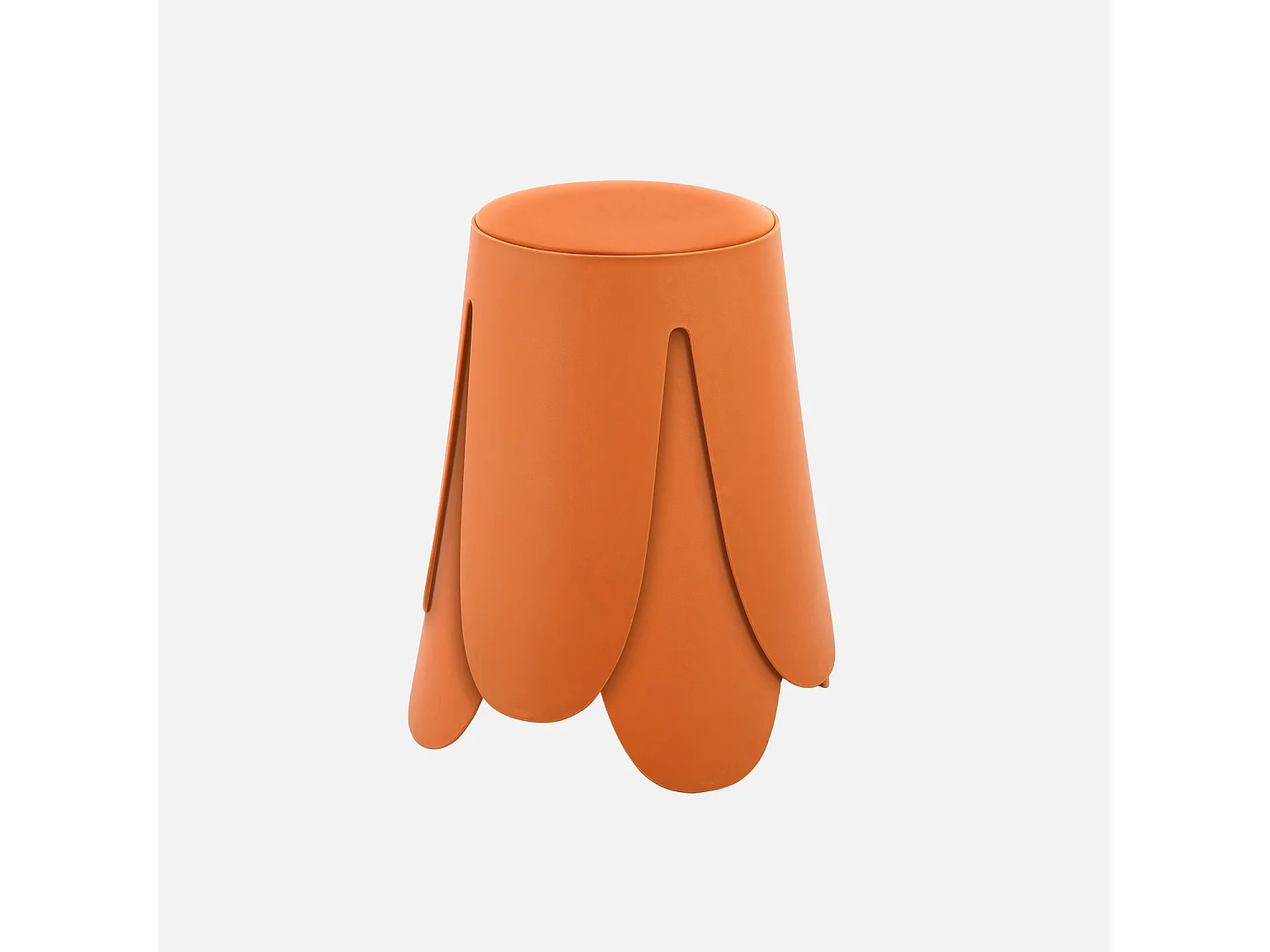 Set de 2 tabourets empilables. simili cuir orange. NIKI. Ø30 / 44 x H46cm