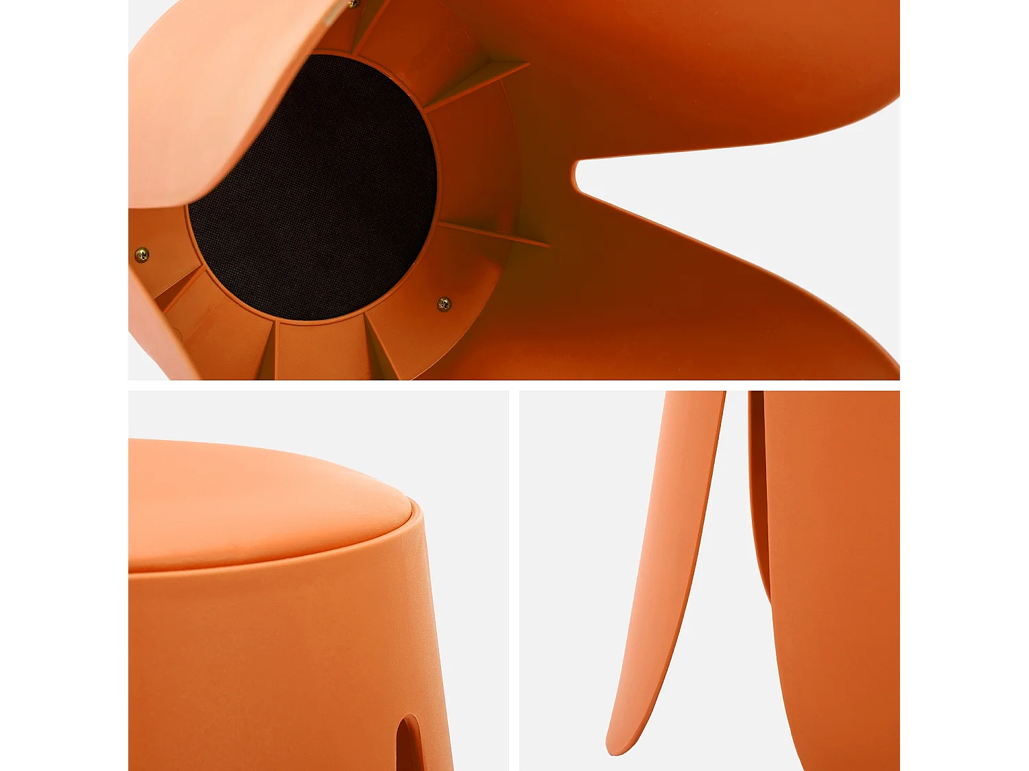 Set de 2 tabourets empilables. simili cuir orange. NIKI. Ø30 / 44 x H46cm